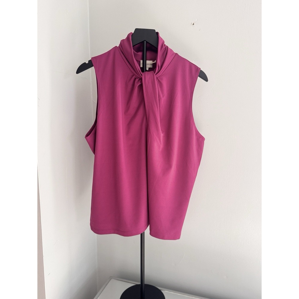 Paradox Women's Sleeveless Magenta Bow Neck Blouse Size 3X Career Party